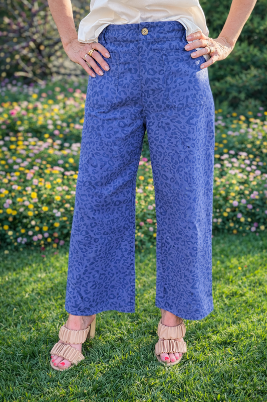 Blue Leopard Luxe Crops