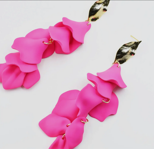Dangle Petals Pink Earrings