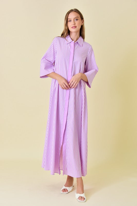 Striped Maxi Shirt Dress