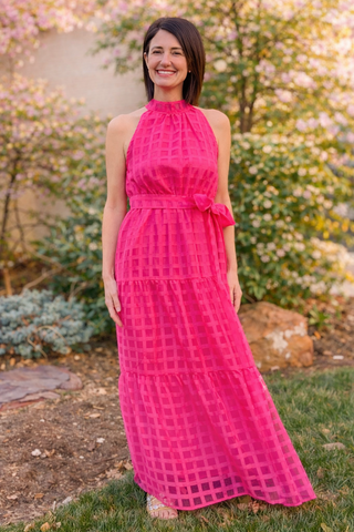Pink Sunset Halter Maxi Dress