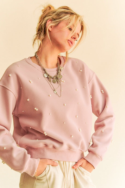 Plus Size Pink Pearl Sweatshirt