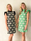 Black Embroidered Ribbon Tie Dress