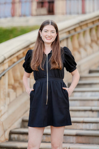 Black City Sleek Zip Dress
