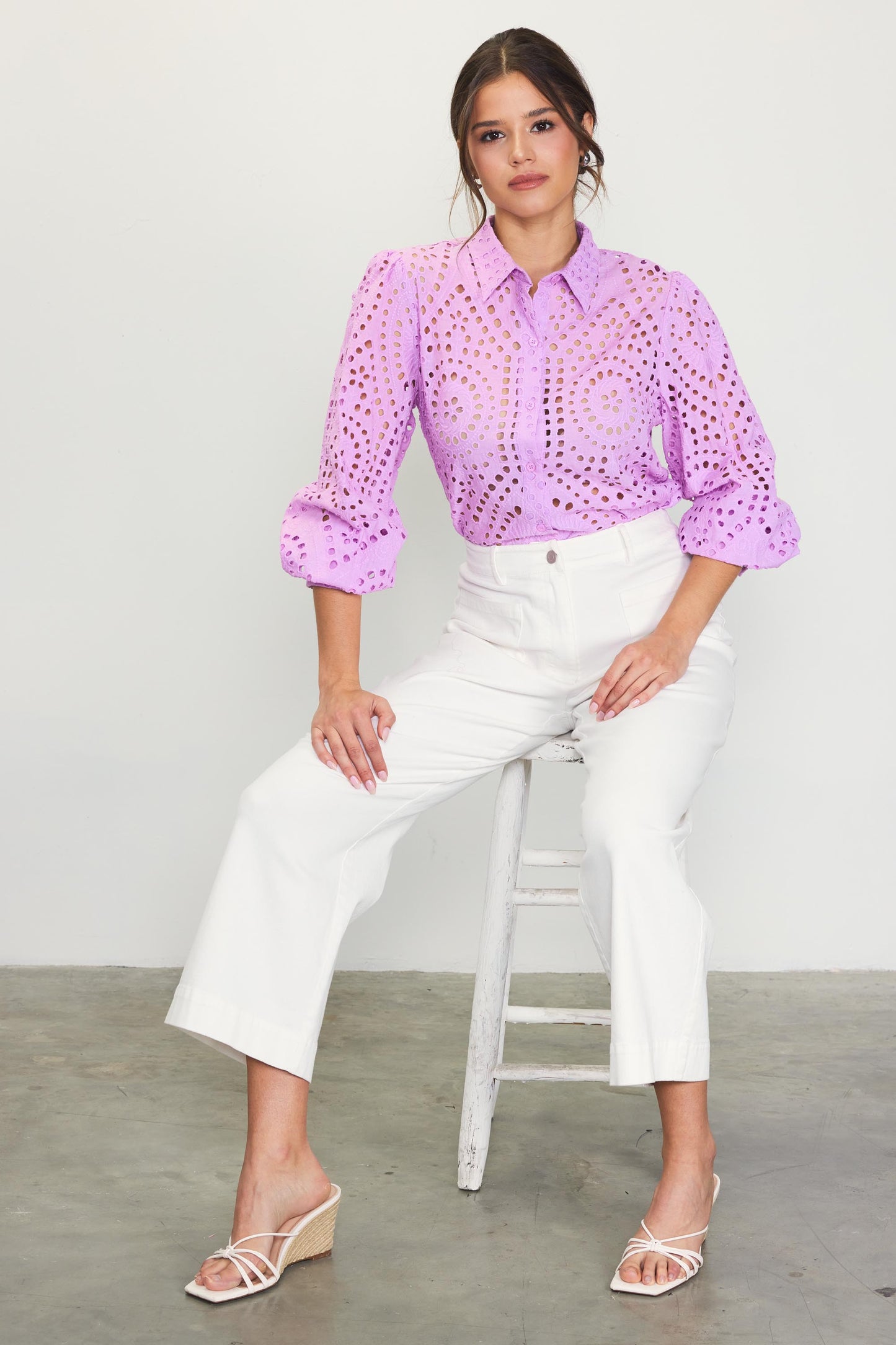 Lavender Eyelet Blouse