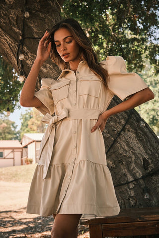 Faux Leather Tiered Dress