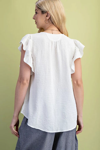 Ivory Whisper Ruffle Blouse
