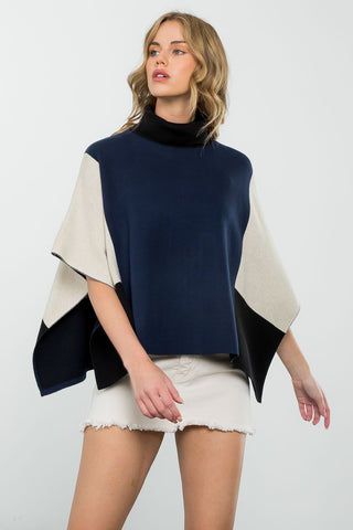Colorblock Poncho