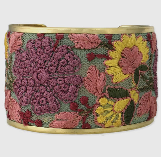 Purple Flower Cuff Bracelet