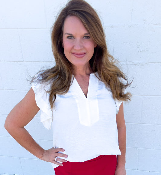 Ivory Whisper Ruffle Blouse