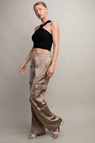 Satin Cargo Pants