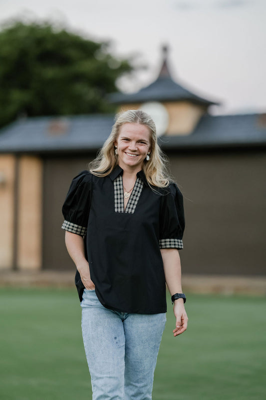 Houndstooth Noir Blouse