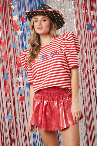 America Puff Sleeve Top