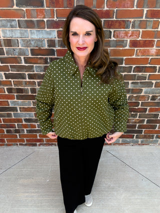 Olive Dot Zip Jacket