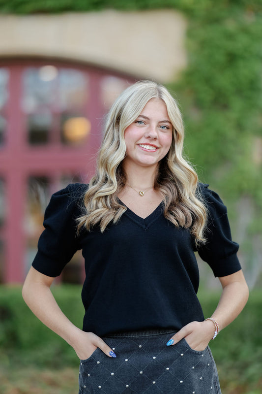 The Black Polished Puff Top