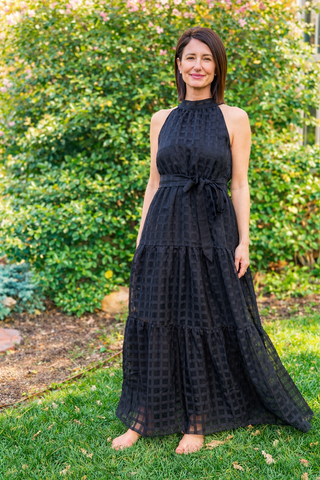 Black Sunset Halter Maxi Dress