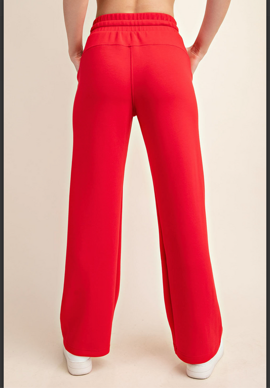 Red Luxe Leisure Cropped Pants