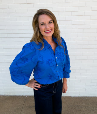 Royal Bloom Button Blouse