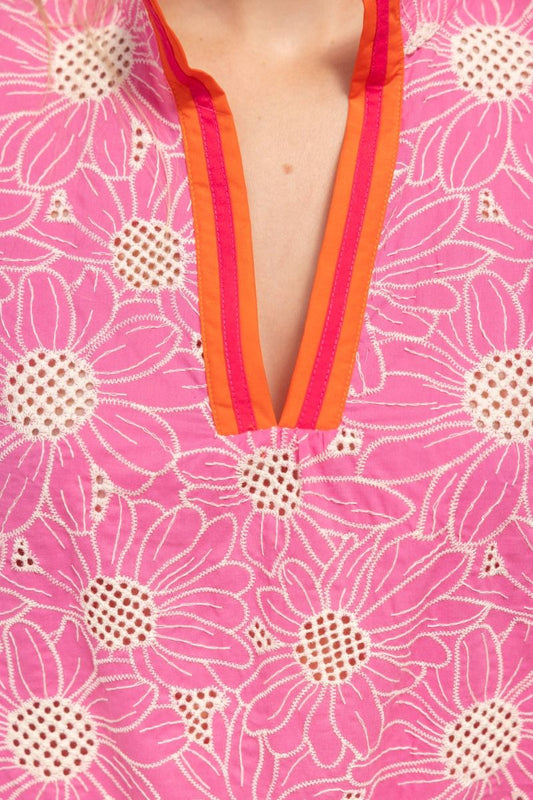 Sunset Bloom Eyelet Top