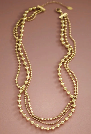 18k gold plated multi strand ball chain layered necklace