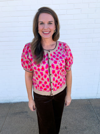 Pop of Pink Leopard Sweater
