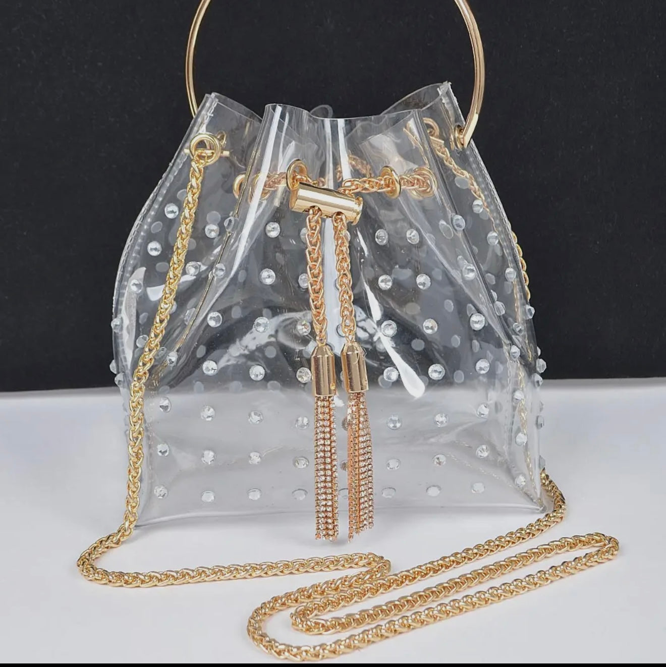 Faux Studded Bucket Bag