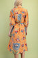 Sunset Bloom Midi Shirt Dress