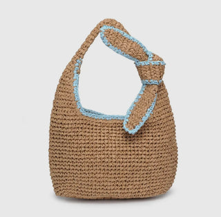 Blue Raffia Bucket Bag