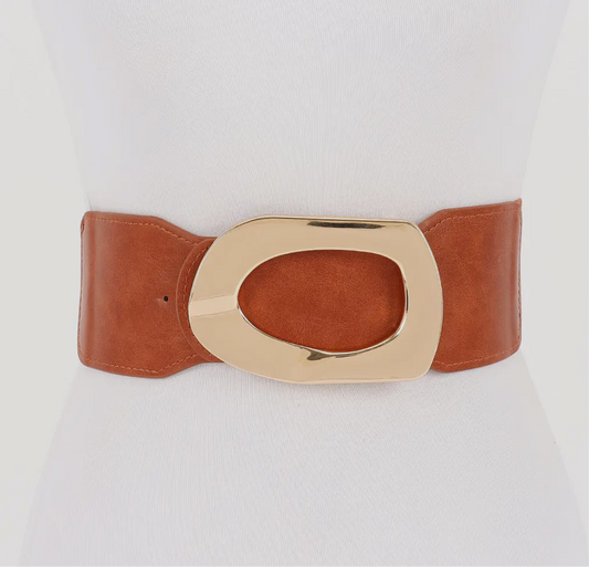 Brown Golden Orbit Waist Belt
