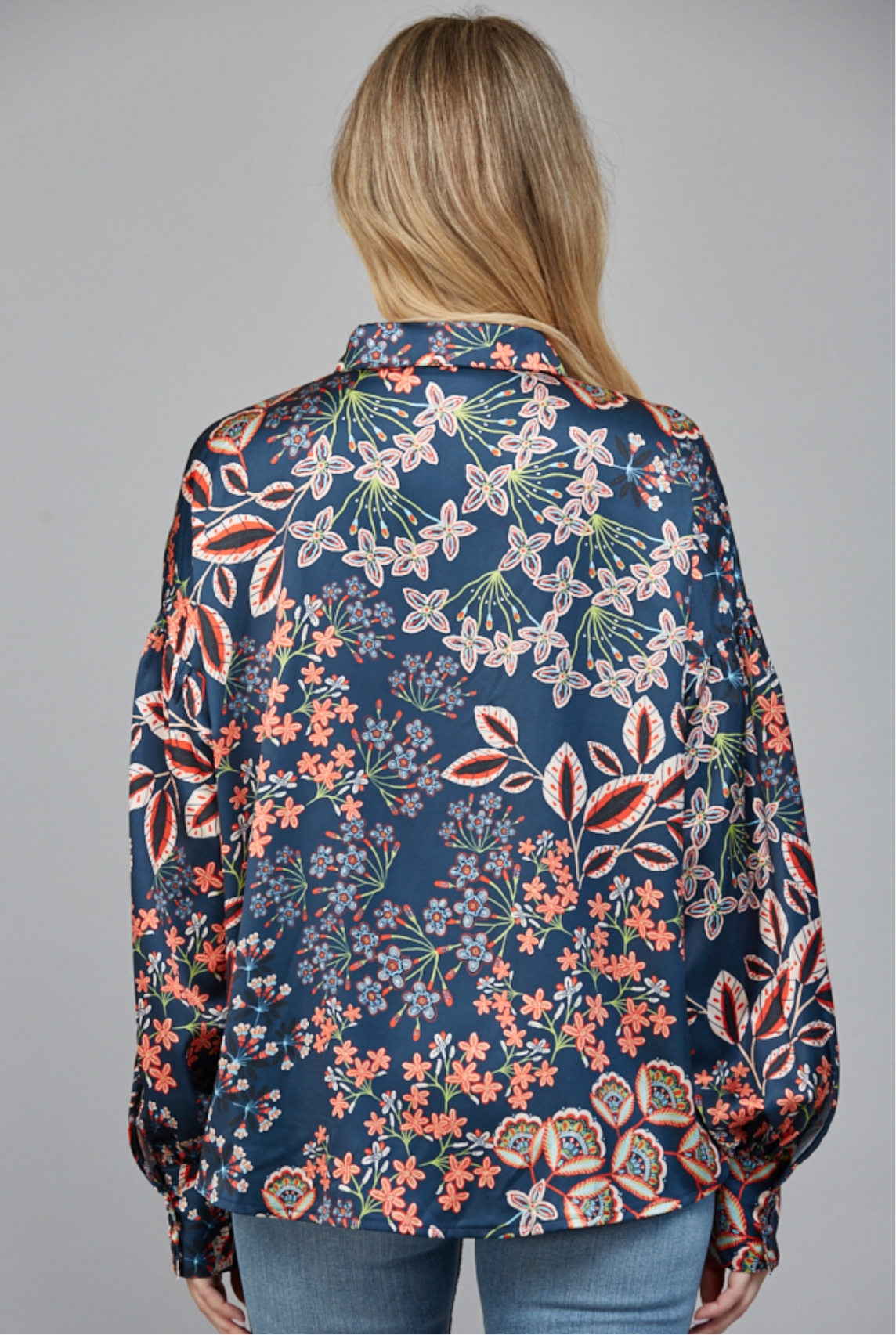 Midnight Bloom Satin Blouse