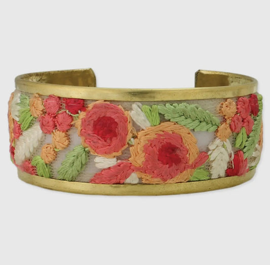 Pink Floral Embroidered Cuff