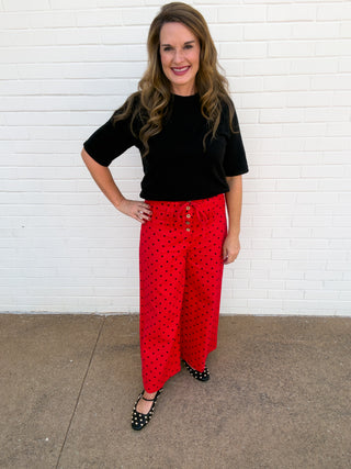 Spot On Wide Leg Pants — Red