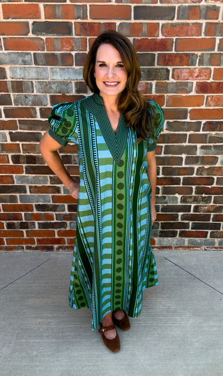 Evergreen Mosaic Midi Dress