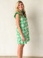 Green Embroidered Ribbon Tie Dress