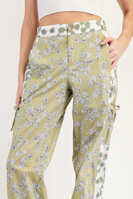 Floral Colorblock Pants
