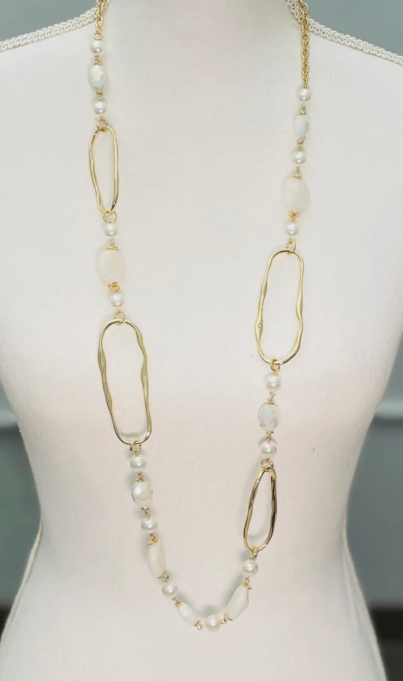 Golden Coast Pearl Link Necklace