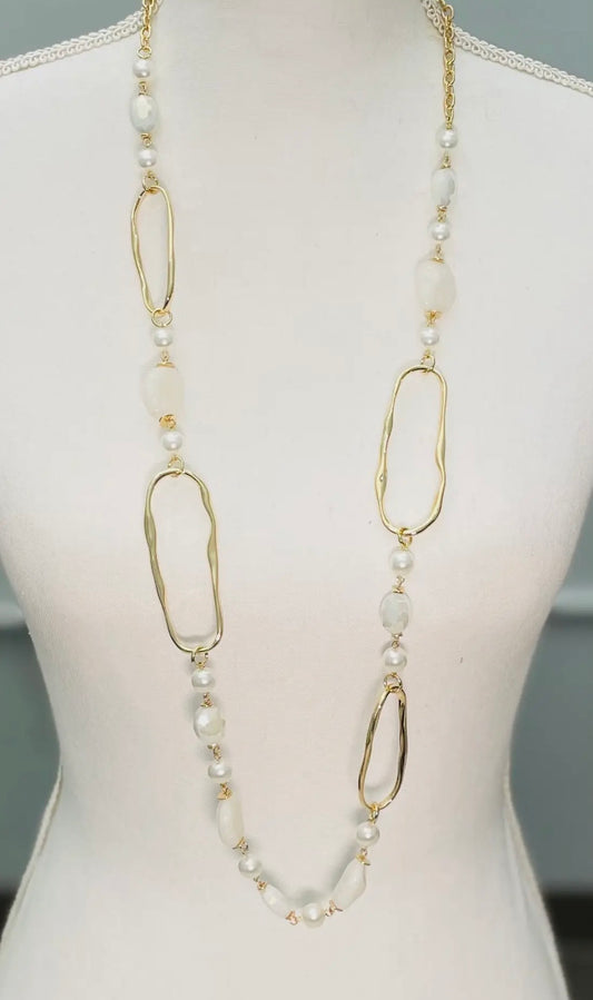 Golden Coast Pearl Link Necklace