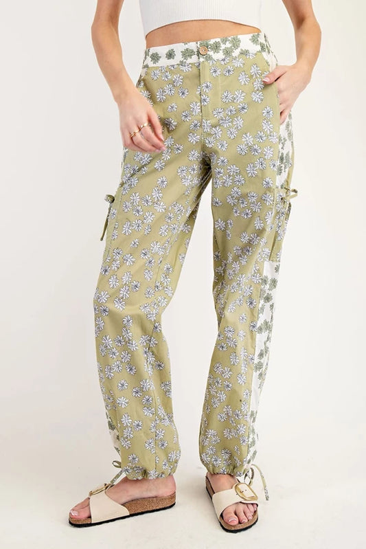 Floral Colorblock Pants