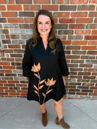 🍂 Copper Bloom Shift Dress