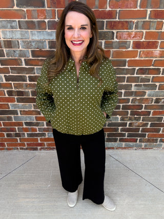 Olive Dot Zip Jacket