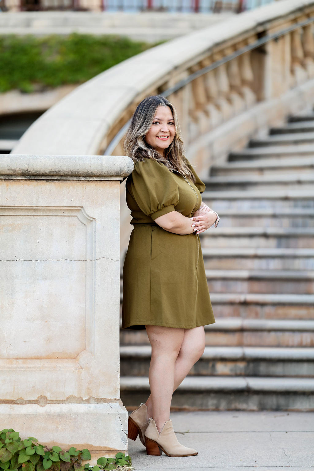 Olive City Sleek Zip Dress