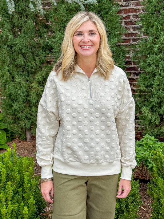 Snowfall Dot Zip Pullover