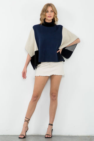 Colorblock Poncho