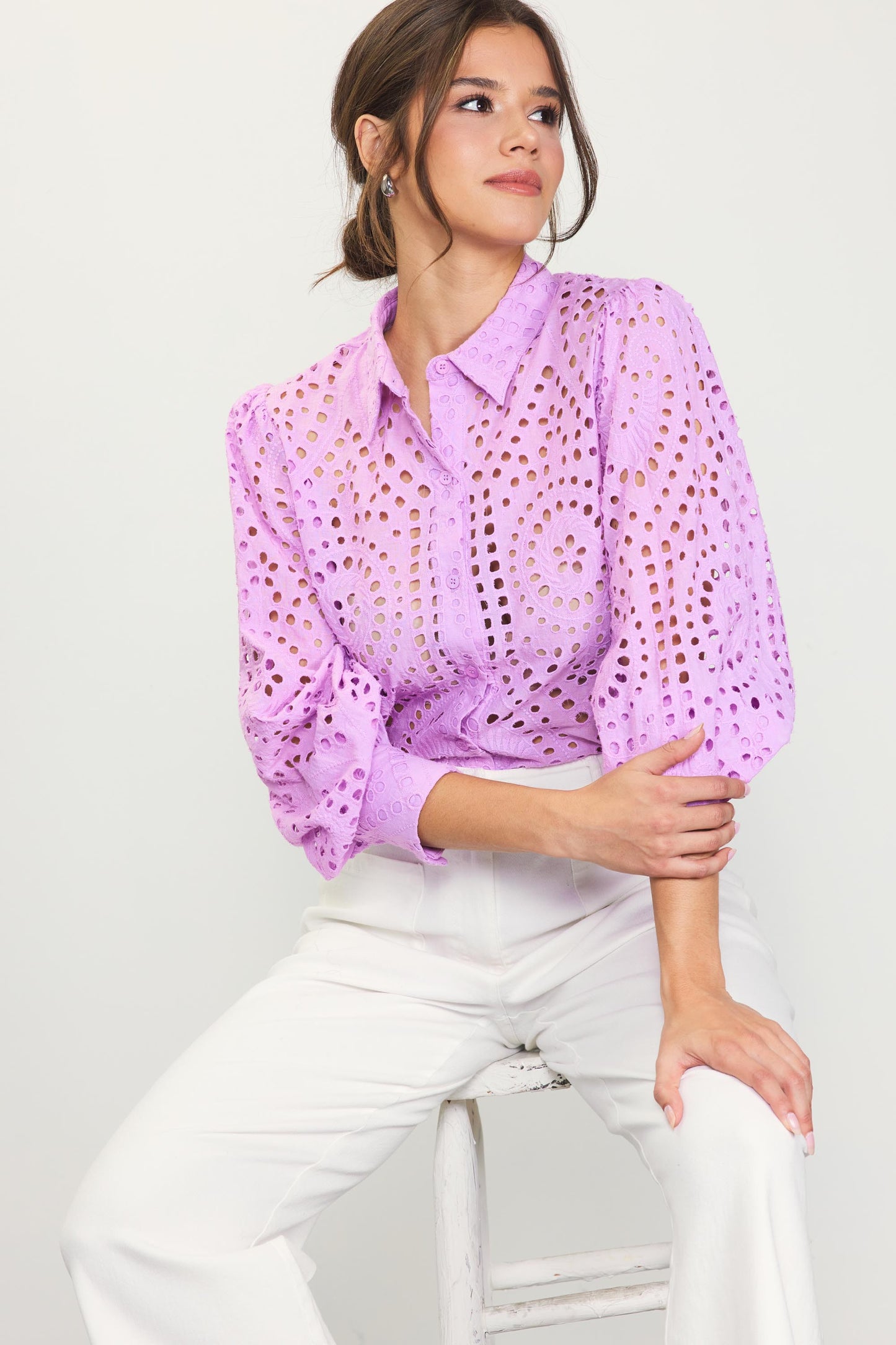 Lavender Eyelet Blouse