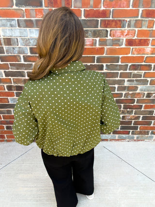 Olive Dot Zip Jacket