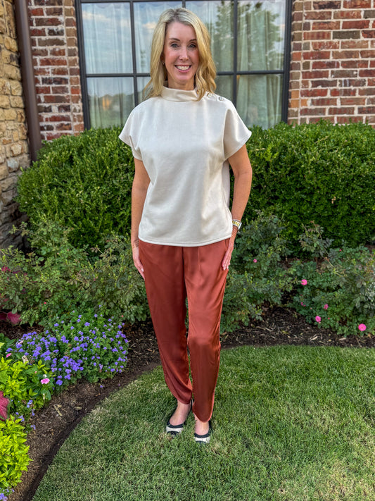 Cinnamon Spiced Satin Pants