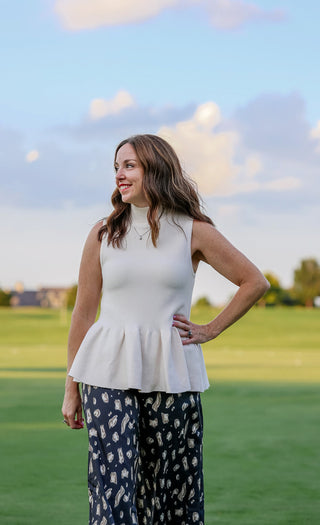 French Vanilla Whisper Peplum Top