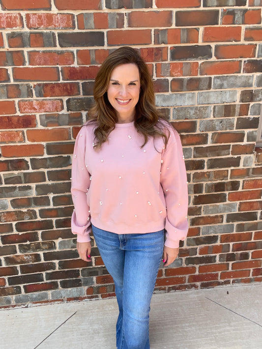 Plus Size Pink Pearl Sweatshirt