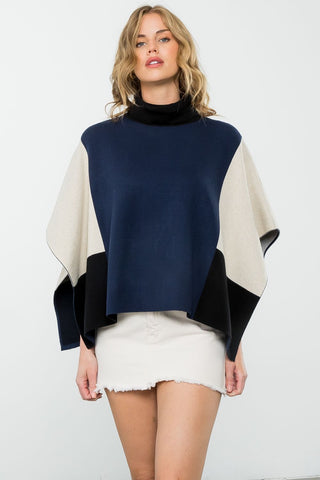 Colorblock Poncho