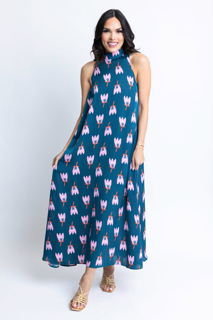 Satin Halter Maxi Dress
