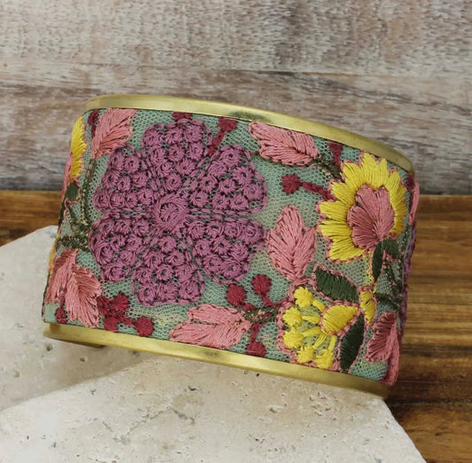 Purple Flower Cuff Bracelet